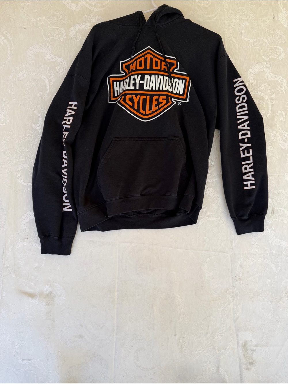 Harley-Davidson Men's Black Hoodie with Orange Hollywood Los Angeles back hit